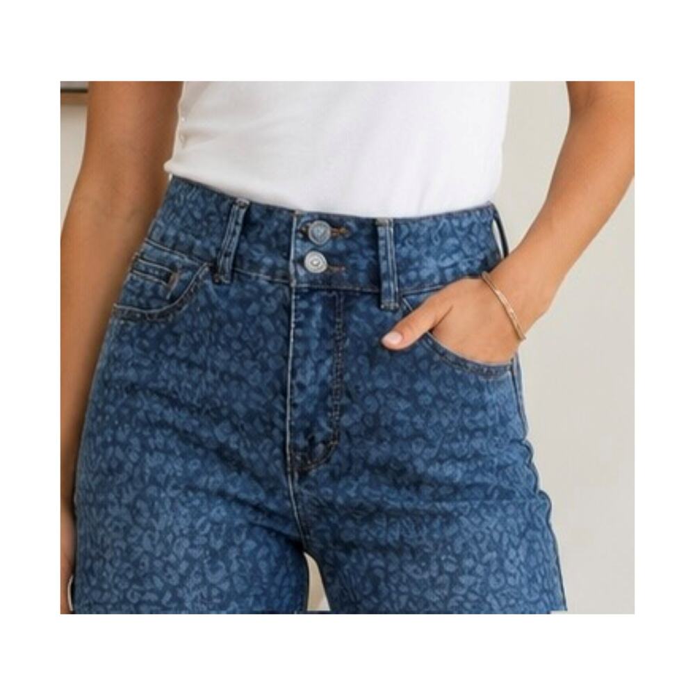Curve Appeal Jeans Womens Size 4 High Rise Wide Leg Leopard Print Cotton NWT - Picture 3 of 15